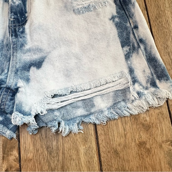 New BP Women's High Rise Distressed Bleached Cotton Ripped Denim Shorts / Sz 24 - Picture 4 of 14
